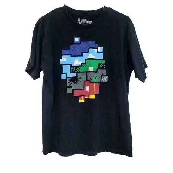 Think Geek World of Minecraft Nine Circles Men's Black Cotton Graphic T-Shirt - Picture 1 of 5